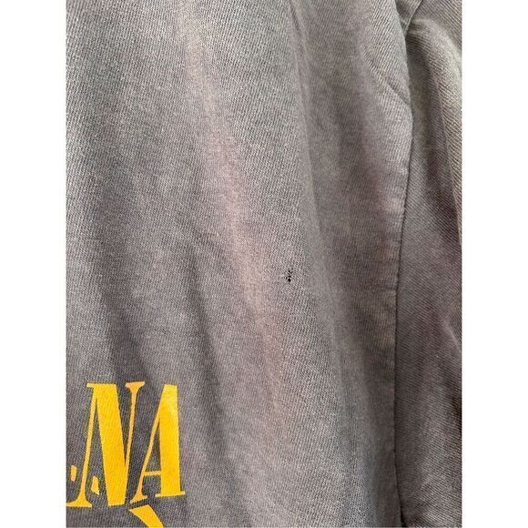 🐿️ NWOT Nirvana Smiley Face Mineral Wash Brown Graphic Short Sleeve Tee Large - Picture 4 of 7